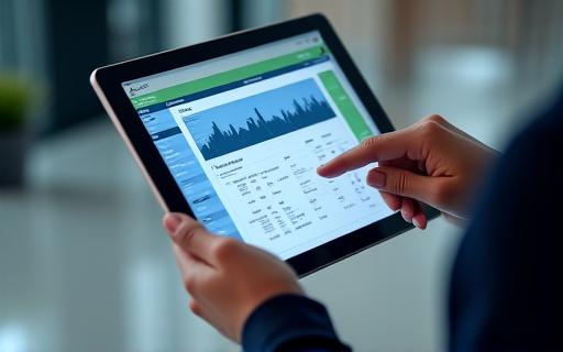 タブレットのHRソフトウェアダッシュボードを使用する人事担当者